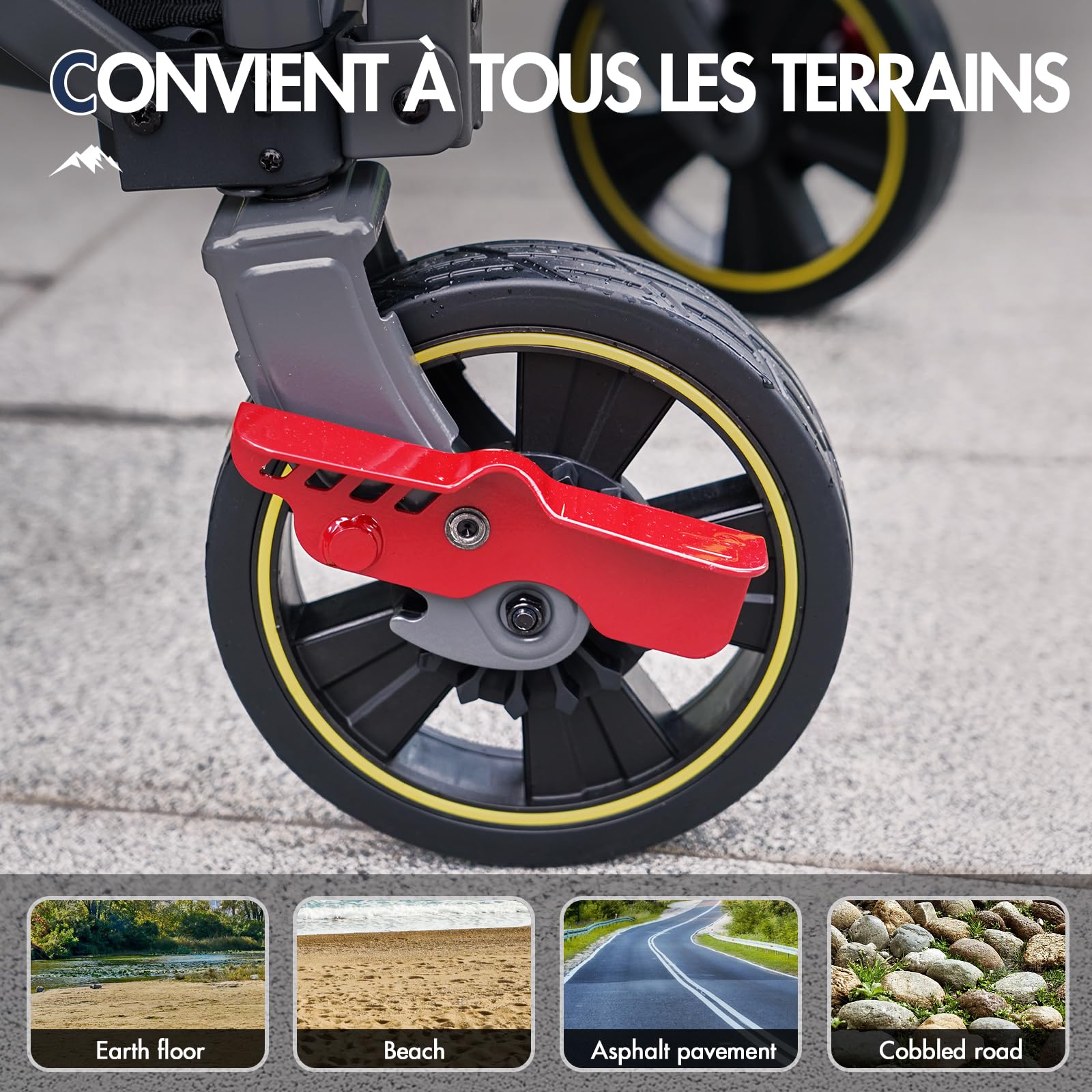 PORTAL Chariot de Plage Pliable, 400L 160KG Plage très Long Chariot à roulettes avec Filets Anti-Chute Frein Tout Terrain Poignée Réglable Charrette pour Extérieur Camping Pique-Nique
