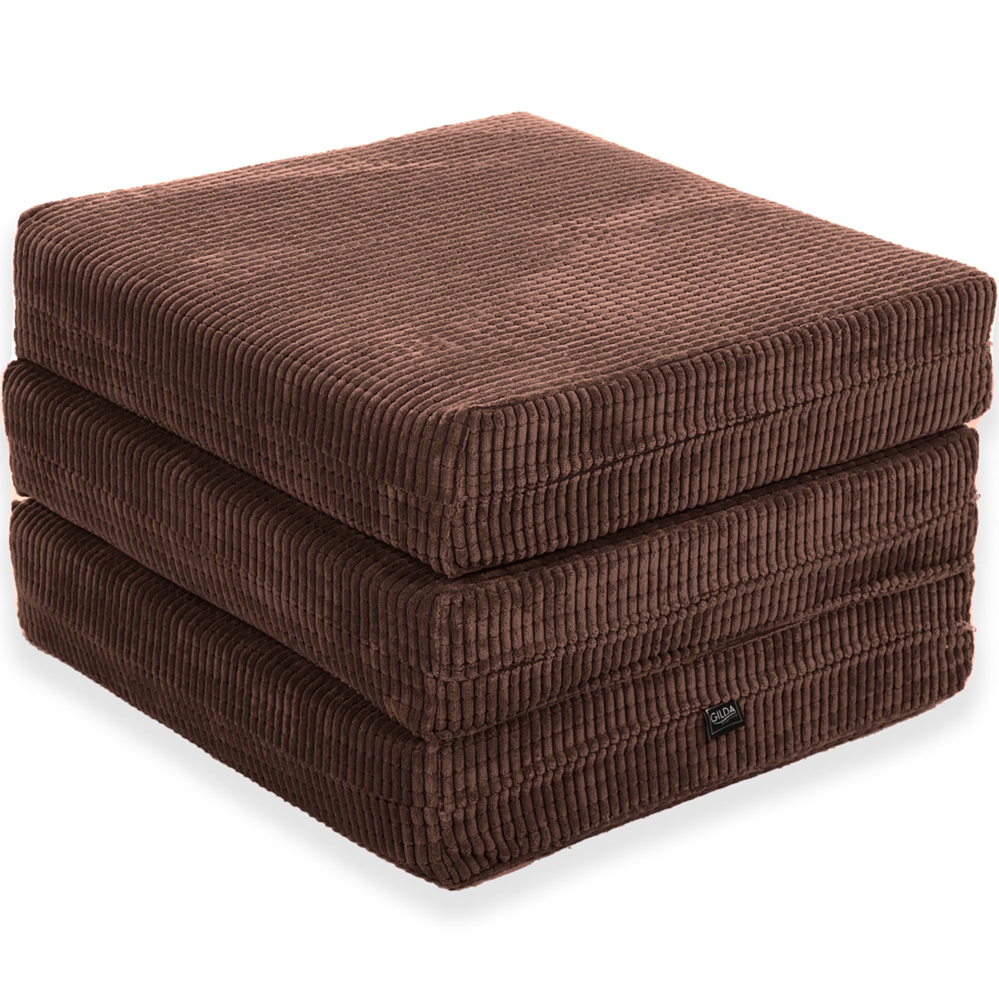Gilda Adult Z Bed Futon Mattress Chair Footstool Morphing Furniture (5KG Deluxe Foam, Brown)