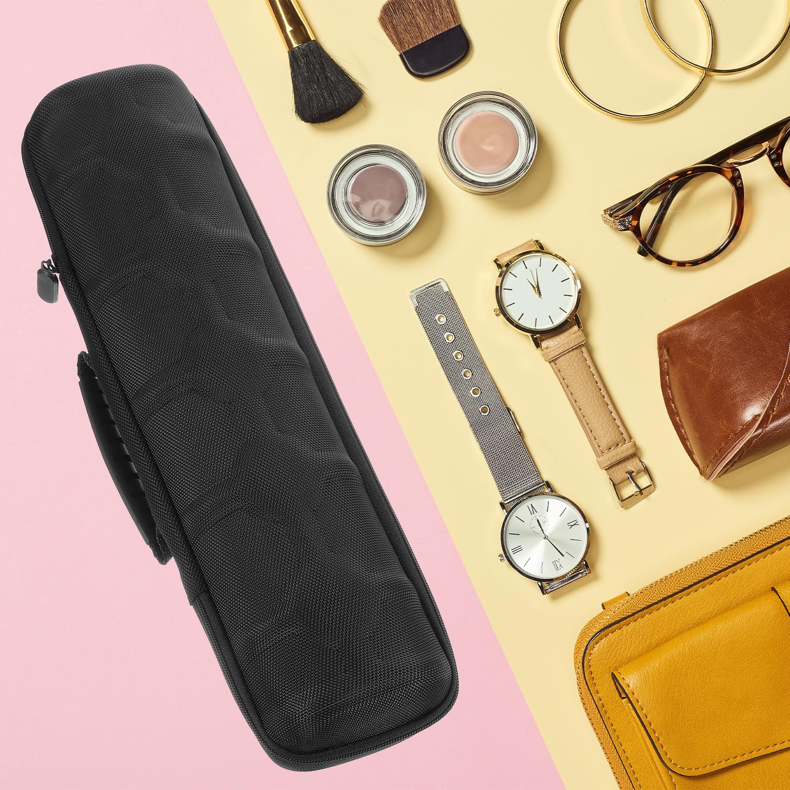 Custodia Rigida da Viaggio per Orologi con 5 Scomparti, Organizer per Orologi da Uomo e da Donna con Morbido Cuscino per la Maggior Parte degli Orologi e smartwatch Fino a 40 mm, Nera.