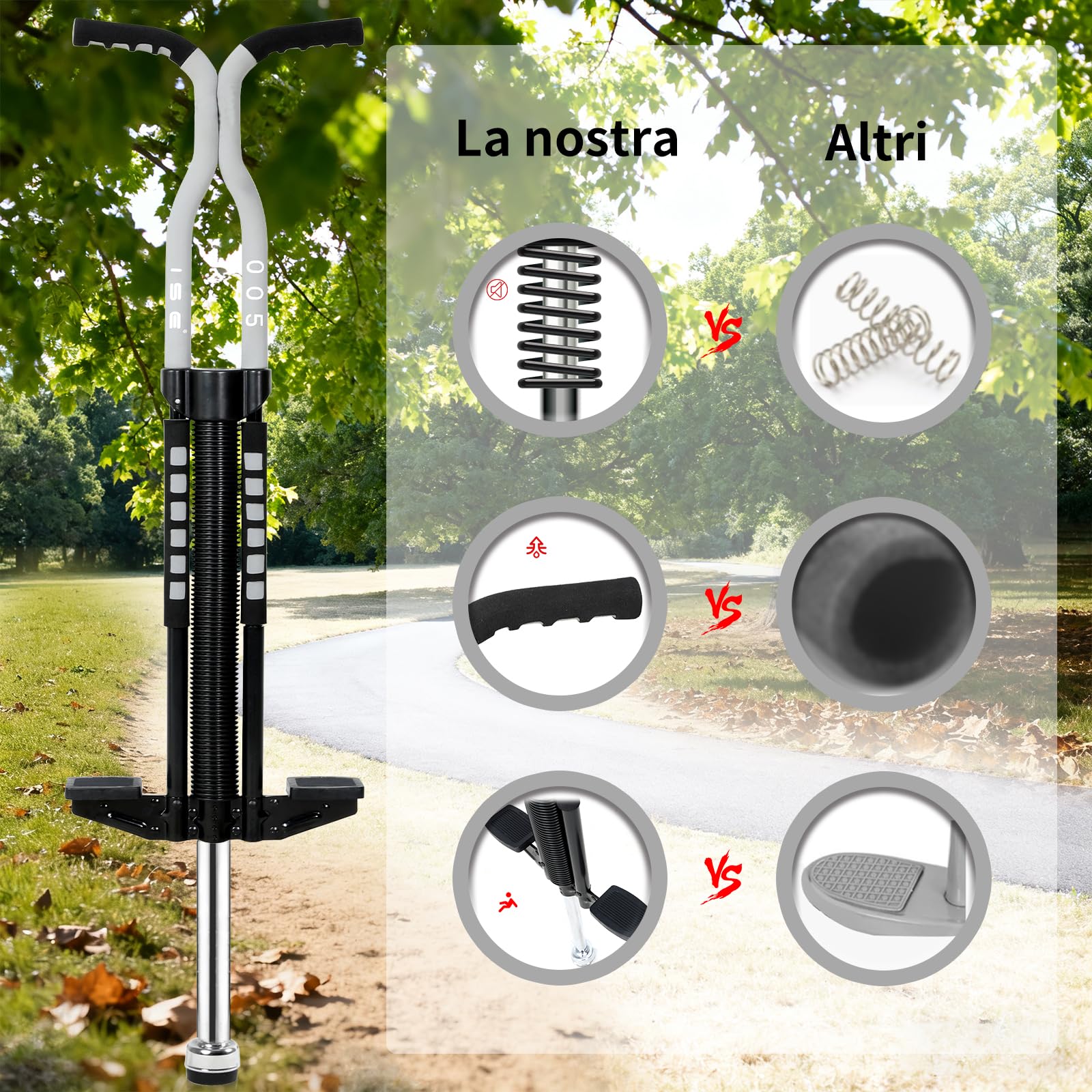 ISE Bastoncino per Saltare, Giocattoli da Esterno, intrattenimento, Bambini e Giochi Divertenti, Giochi all'Aria Aperta per Bambini, SY-ST005 (Grigio)