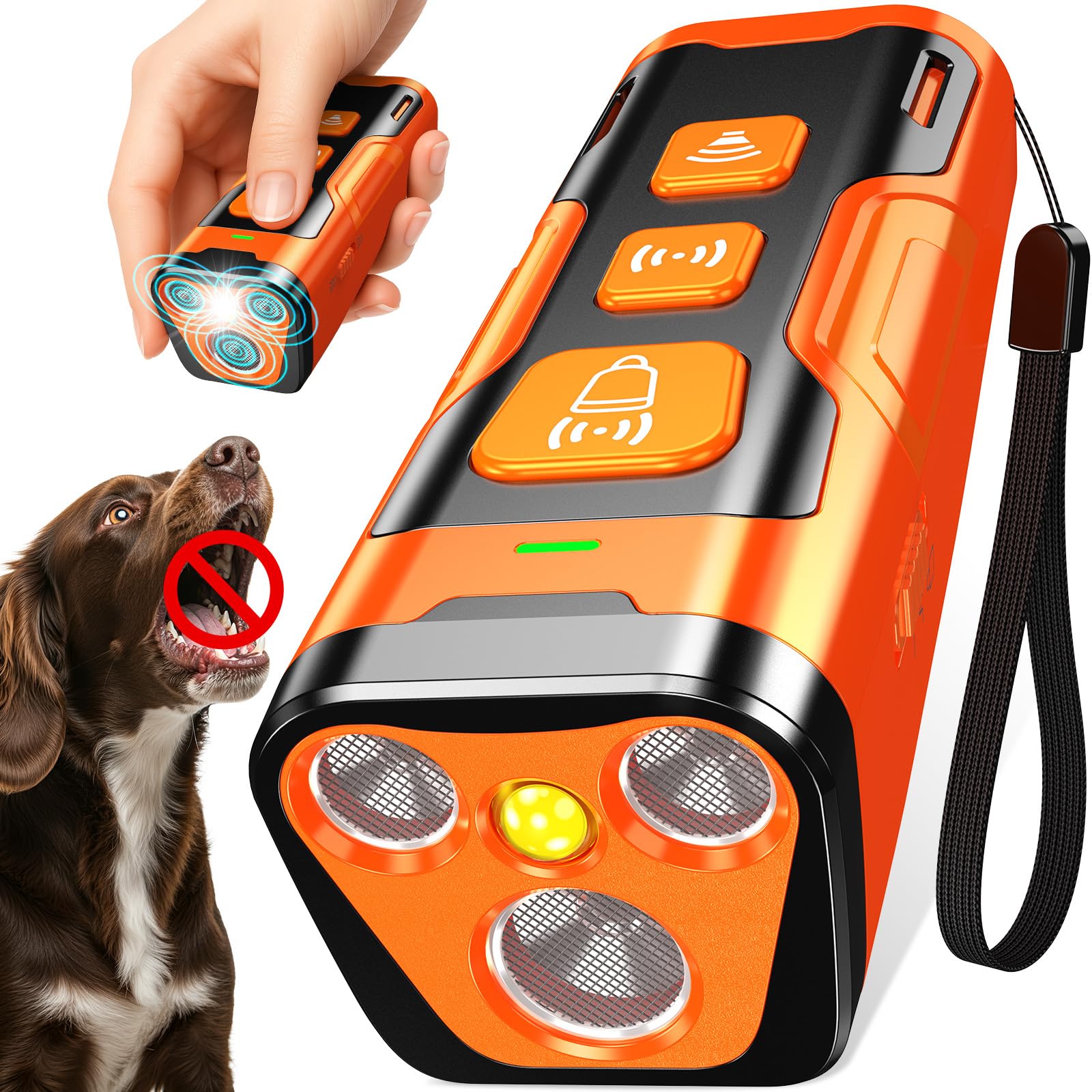 dog bark deterrent device 3x ultrasonic anti barking 6 training modes 23 ft range barks no more indoors outdoors behavior correct safe amp humane rechargeable compact bark control for dogs