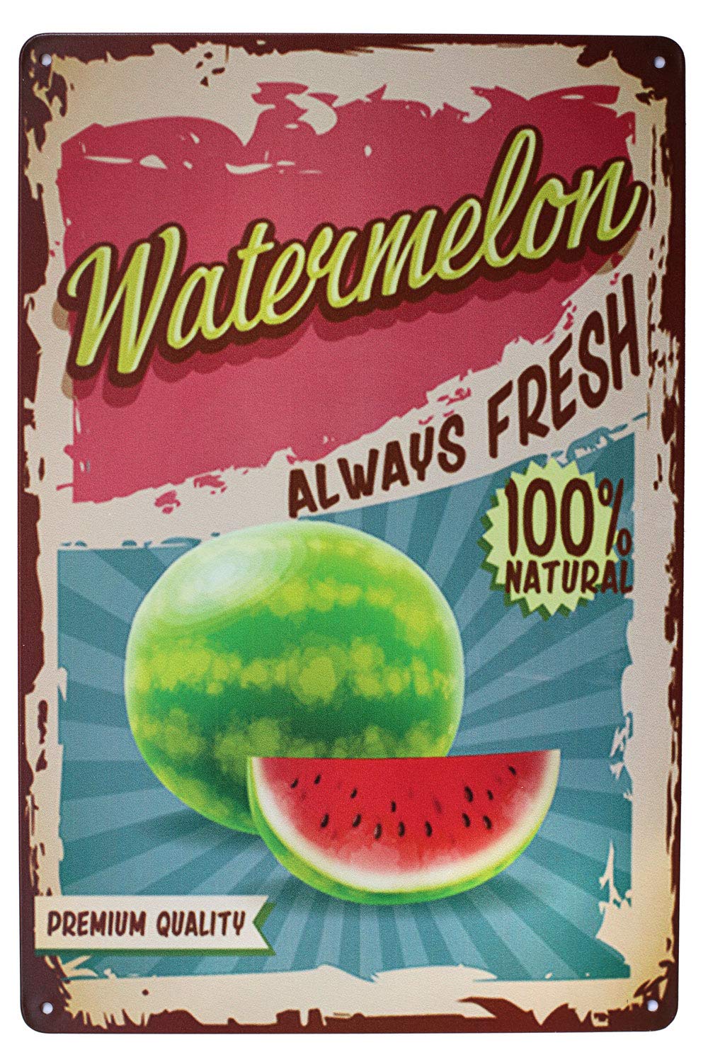 Smartaian Watermelon Fresh Fruit Vintage Tin Metal Sign Home Wall Plaque Decor (Watermelon)