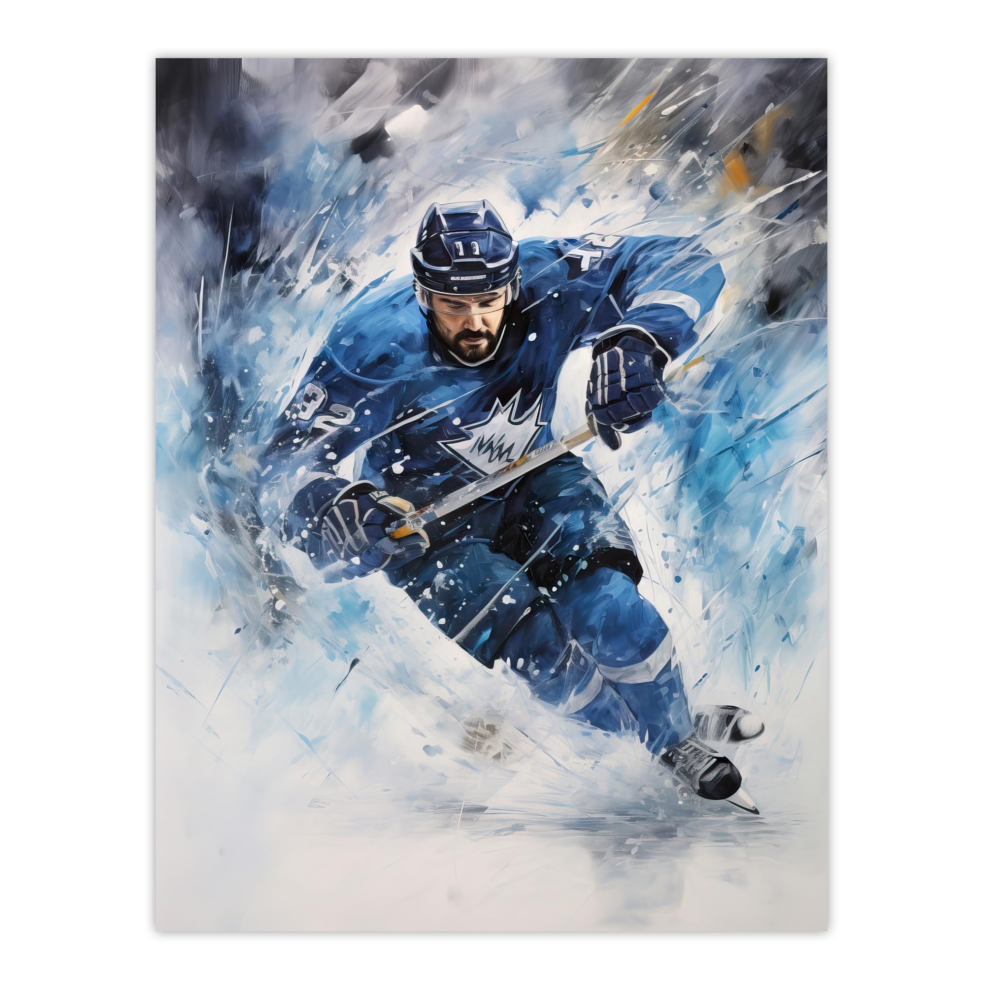 Artery8 Ice Hockey Skater Roughing Action Artwork Man Cave Large Wall Art Poster Print Thick Paper 18X24 Inch
