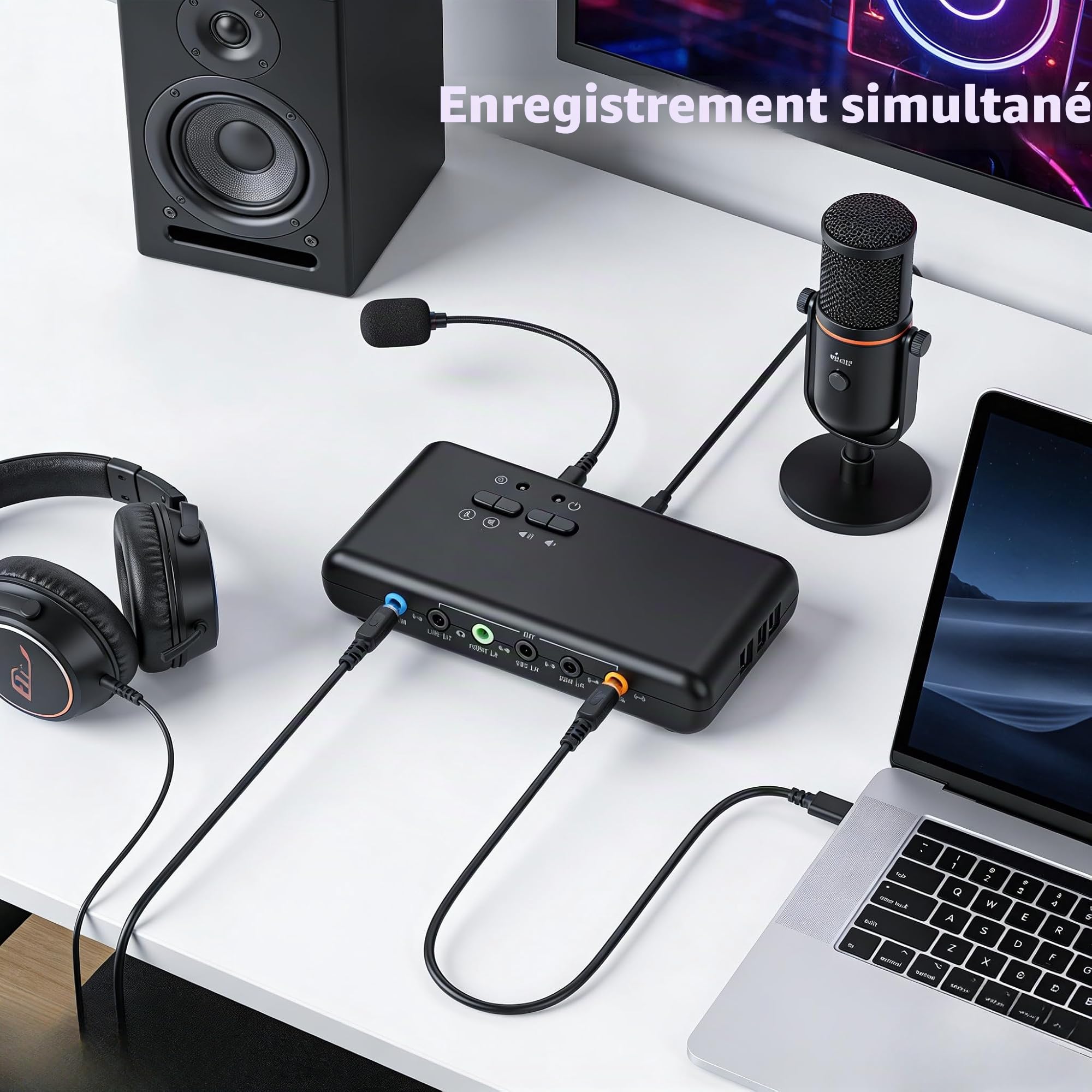 Carte Son Externe USB 7.1 8 Canaux USB Soundbox Stéréo Optique Externe Compatible 12 Mbps Son Surround Dynamique 3D Appareils Audio Analogiques et Numériques Compatible avec PC Portable (Noir)