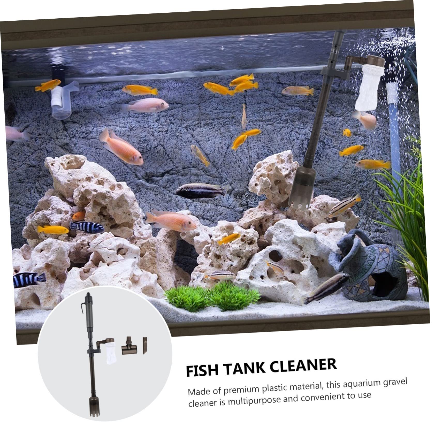 Housoutil 1 Juego Cambiador De Agua De Pecera Aspiradora De Grava y Cambiador De Agua Aparatos De Limpieza Limpiador Electrico De Peceras Filtro para Pecera Colador El Plastico Sifón Equipo