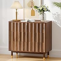 Bifins Fluted 3 Drawer Dresser - 31.5" Wide Mid-Century Modern Wood Chest for Bedroom, Living Room Storage