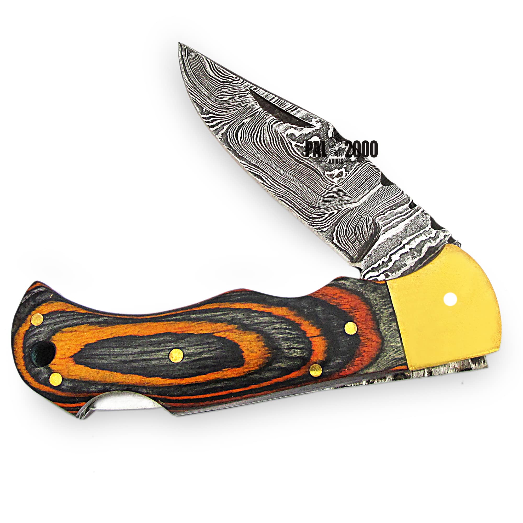 PAL 2000 KNIVES Coltello pieghevole - Coltello tascabile fatto a mano in acciaio di Damasco FOL-4002