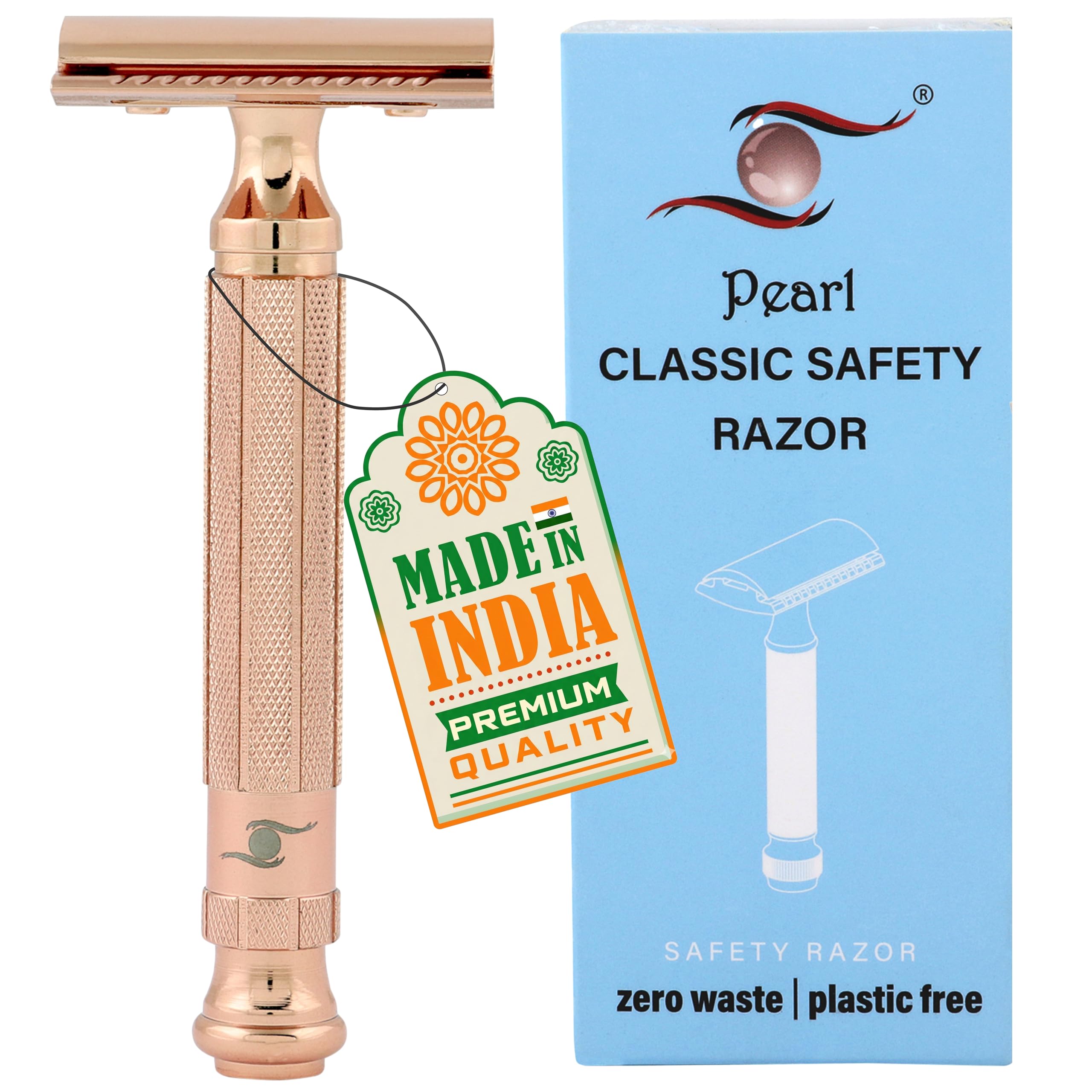 Shaving Double Edge Close Comb Safety Razor L-55 (Mellow Apricot) Made With Brass Metal Father's Day gift options