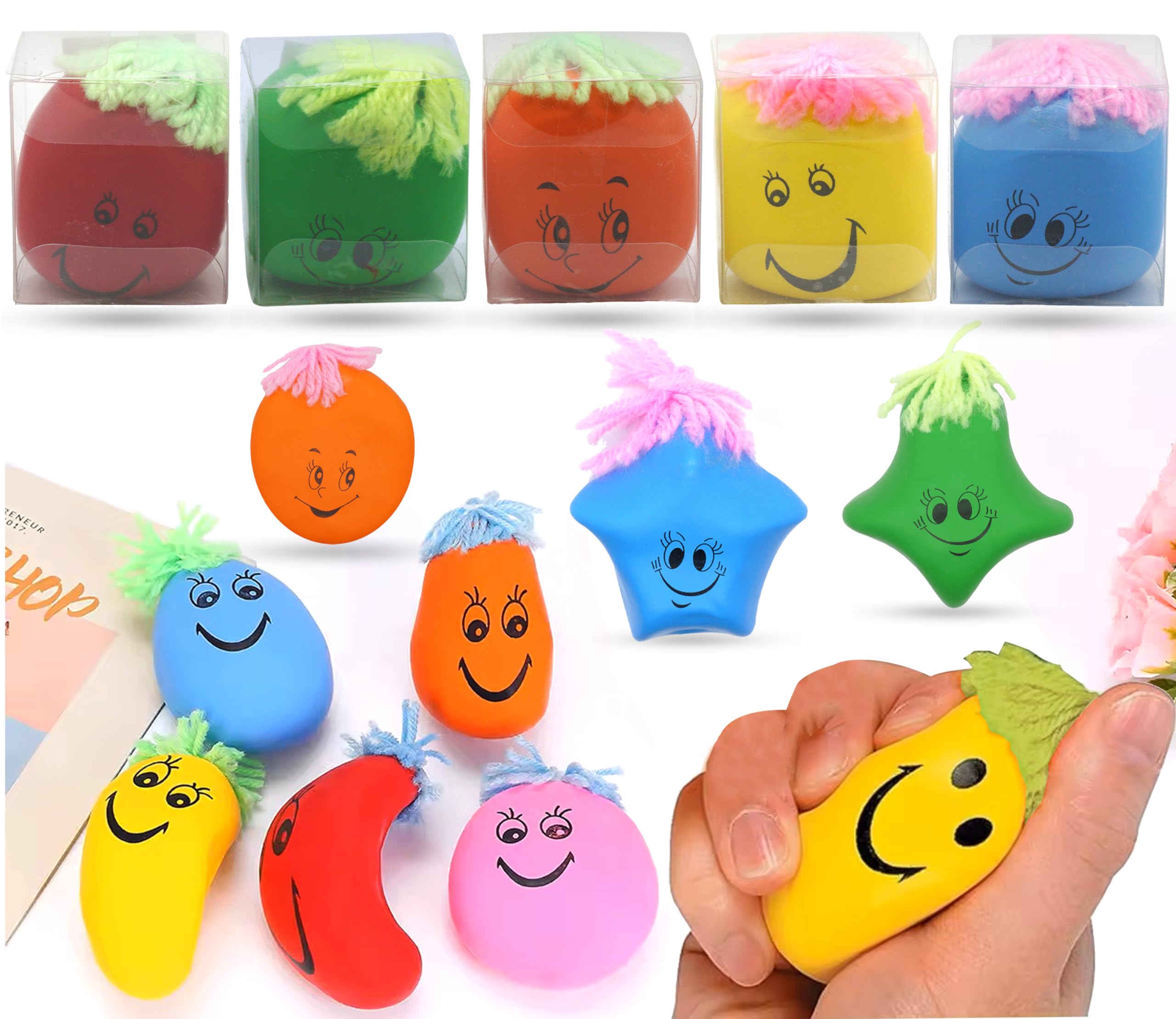 3x Random Colors Balls 3D Squeeze Ball for Kids, Funny Face Stress Relief Ball, Party Favors Fidget Toy, Party Bag Fillers for Kids 3+Years - Image 4