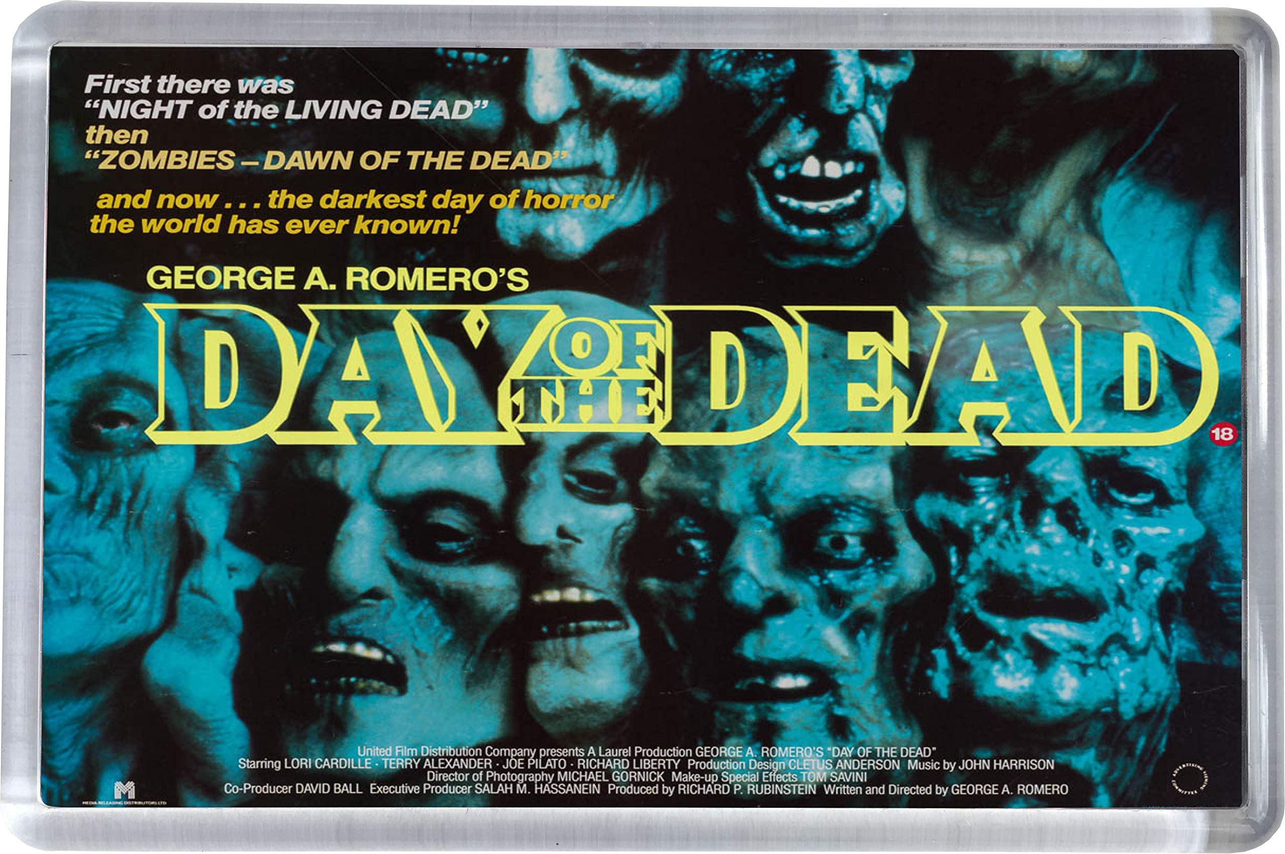 Super Universe Multicolor George Romero Day Of The Dead Movie Poster Fridge Magnet 5 X 7.5 Cm