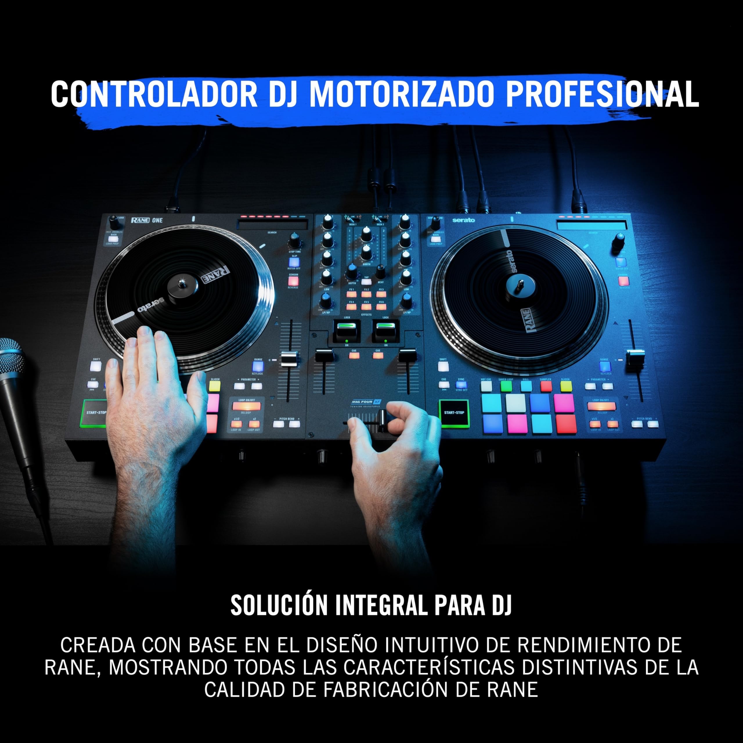 RANE ONE, Controlador DJ Profesional con Platos Motorizados de 7.2" Para Serato, Mesa de Mezclas con Serato DJ Pro Incluido, Efectos y 8 Pads