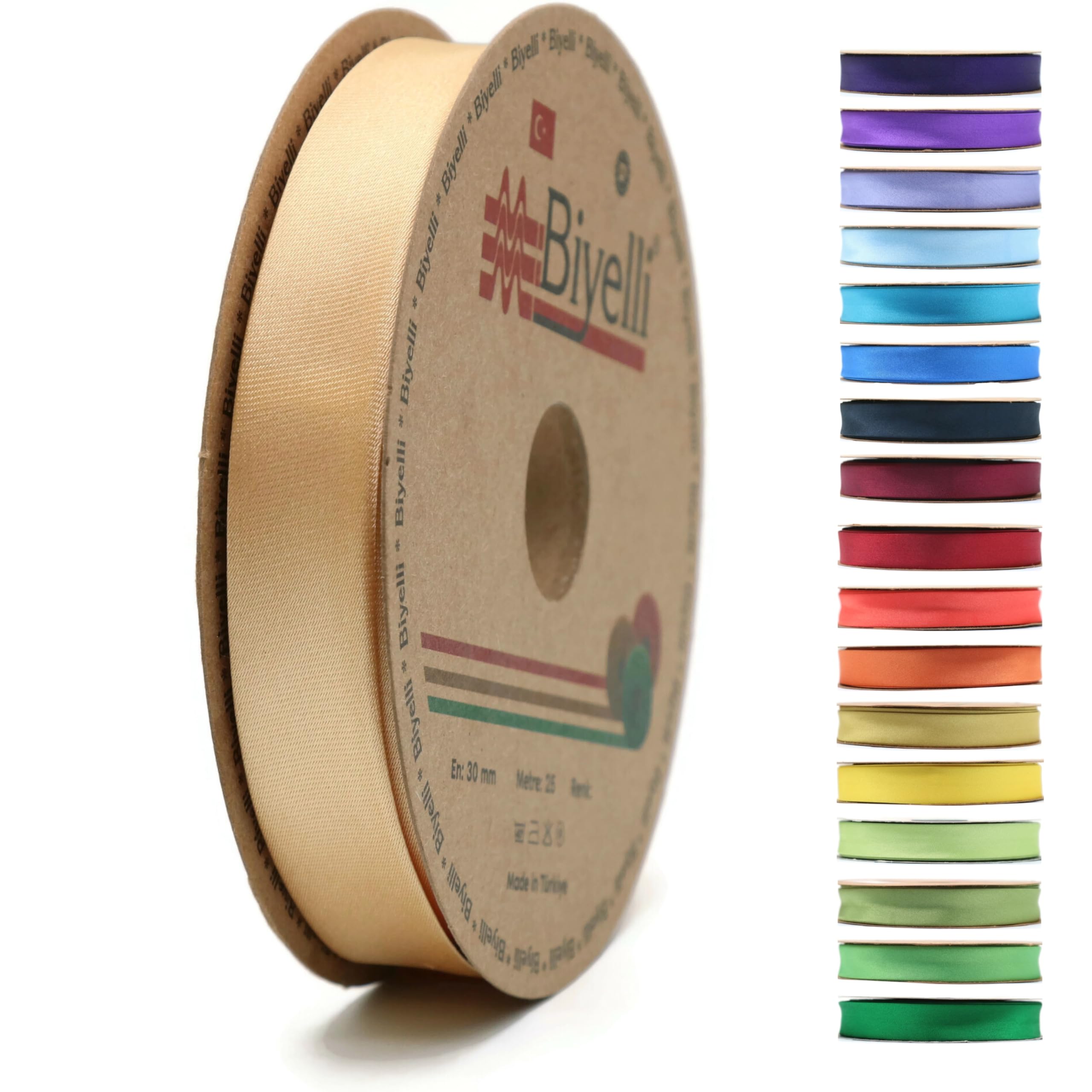 Fold Satin Bias Tape - 99+ Colors - 3/4 Inches Wide - 27 Yards - Fold Satin Binding Bias Ribbon Fabric Piping Bias Binding Tape for Sewing Clothing DIY (35. Peach) BYS35