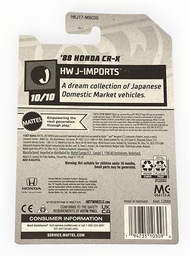 Miniatura 2 de Hot Wheels Honda CR X, HW J-Imports 1010 Plata 148250
