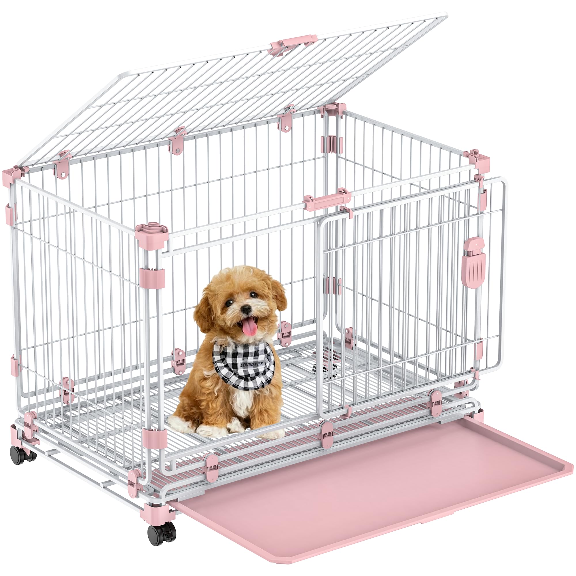 Amazon | Kachiru 30 犬 ケージ ペットサークル ロック付きキャスター