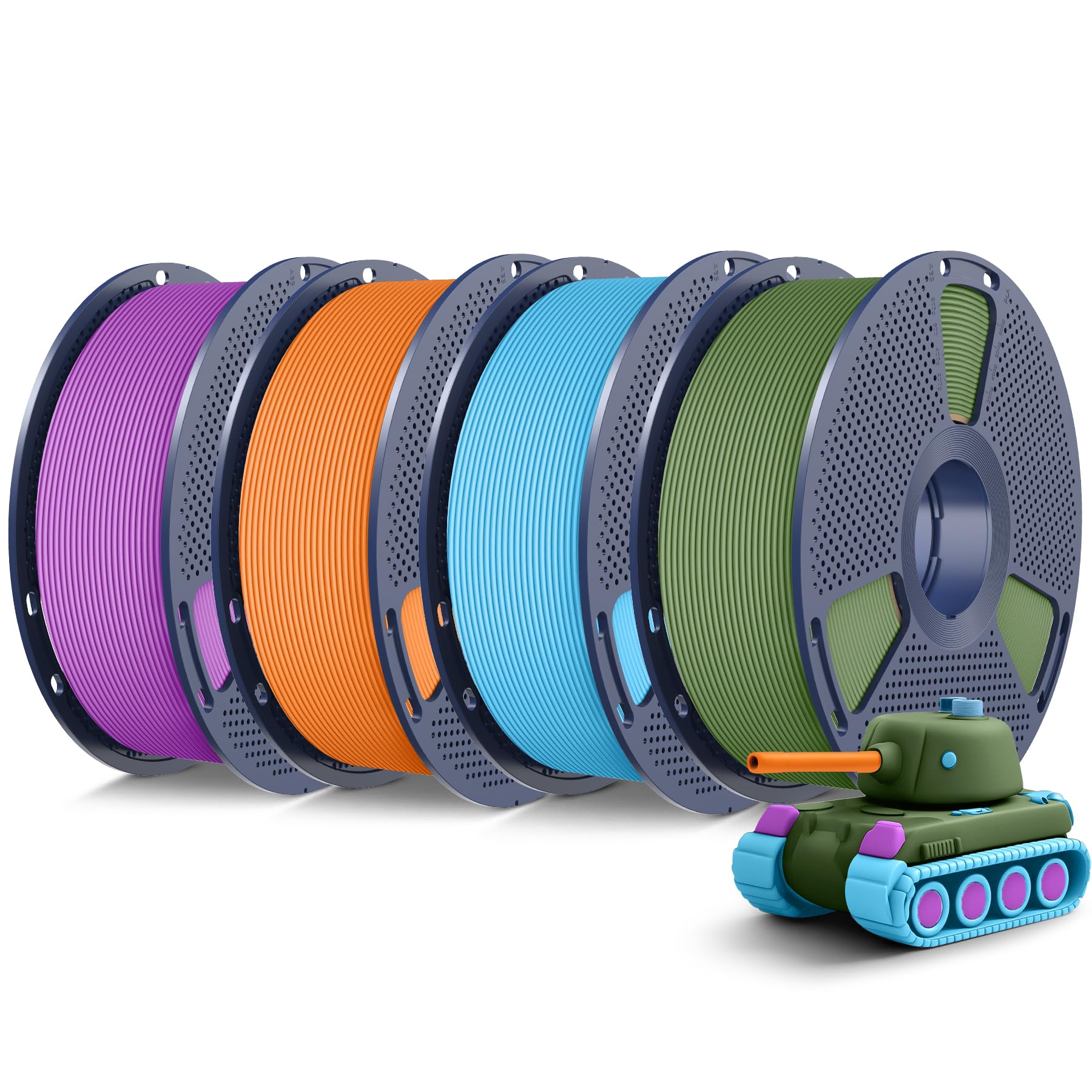SUNLU Lot de 4 filaments PLA mat pour imprimante 3D, 4 kg, 1,75 mm, filament soigneusement enroulé avec finition mate, impression avec 99 % d'imprimantes 3D FDM, bobine de 1 kg, vert olive + bleu