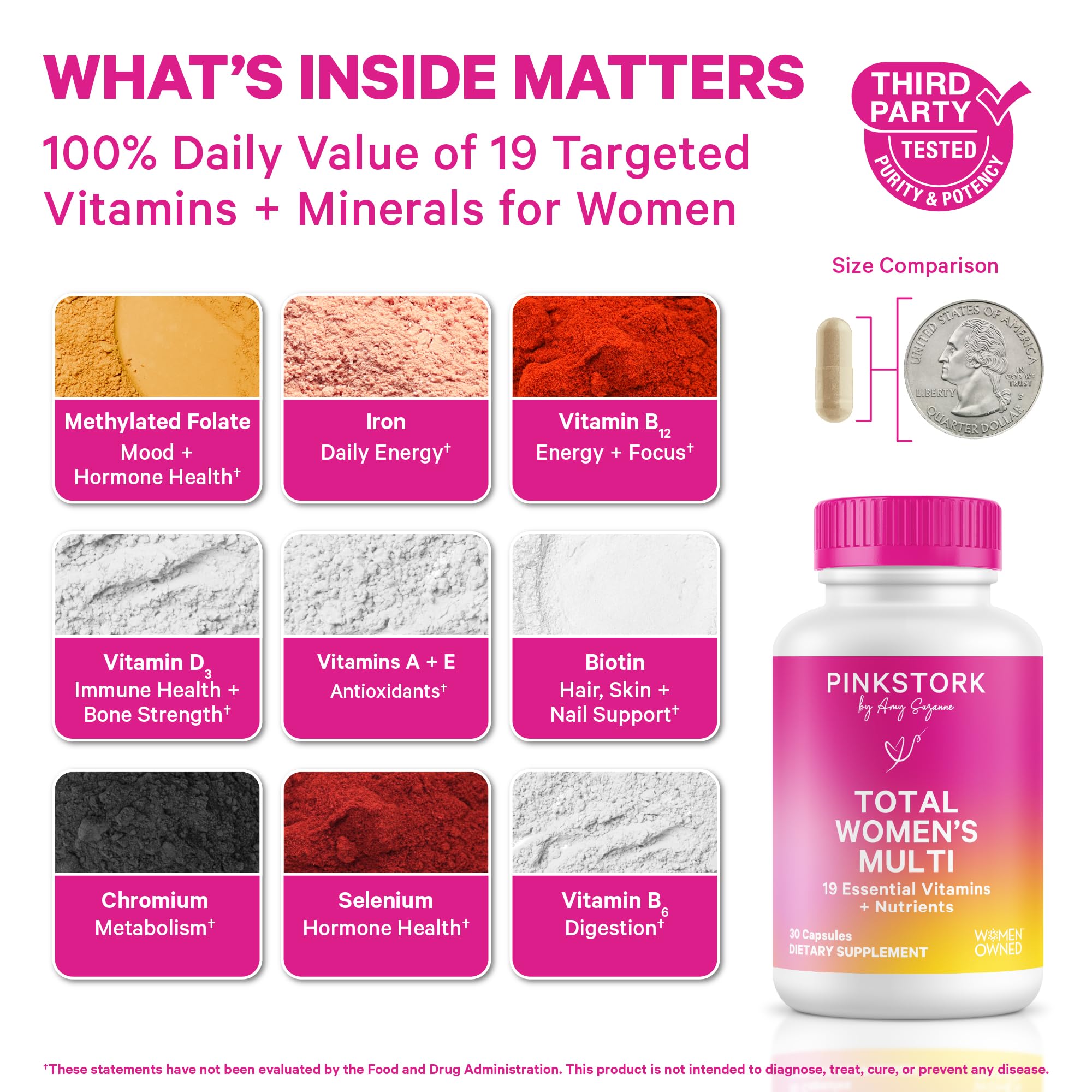 Pink Stork Total Women's Multivitamin, 19 Essential Vitamins, 30 Capsules — Amazon image 2