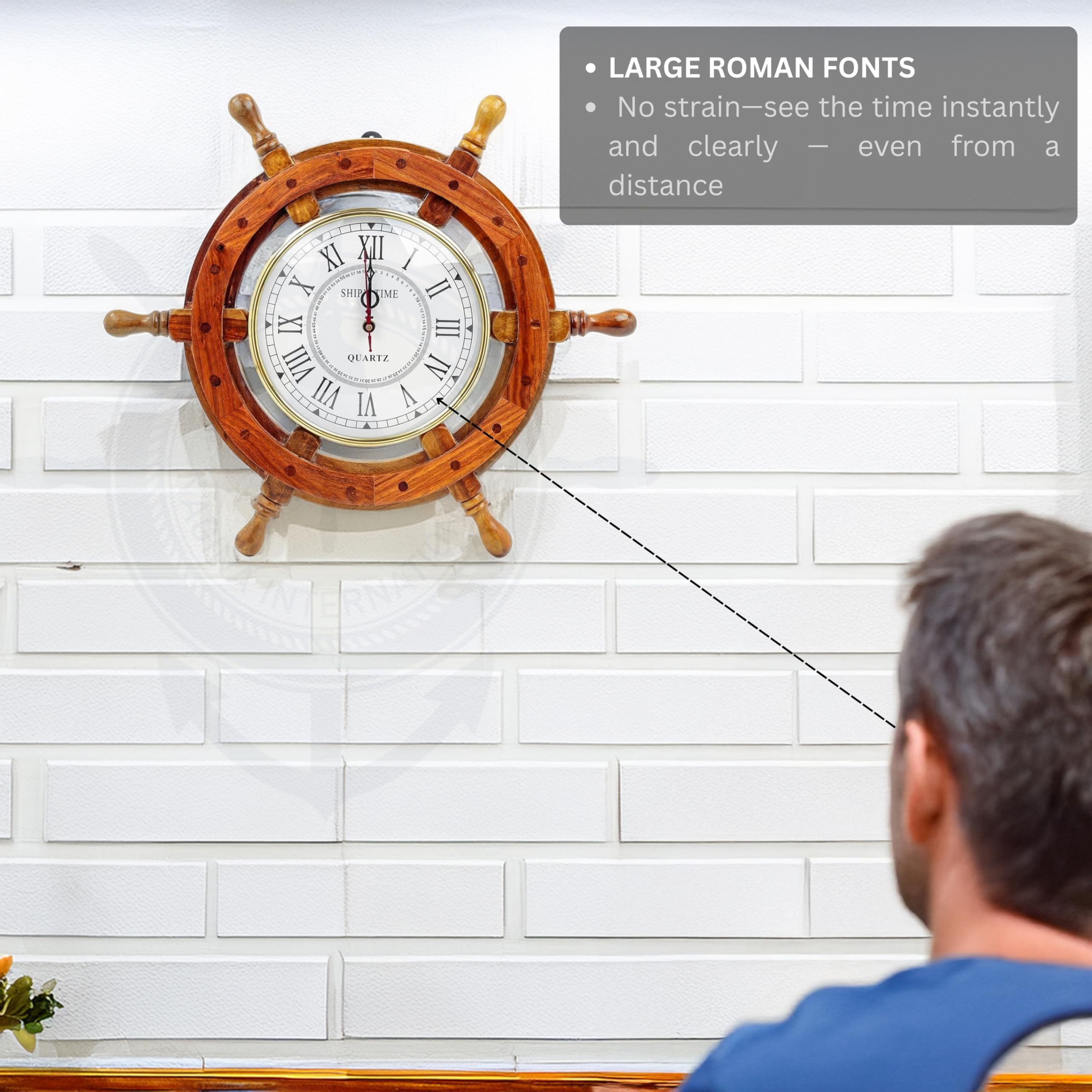 Buy Nautical Wooden Ship Wheel with Quartz Clock - Pirate Home