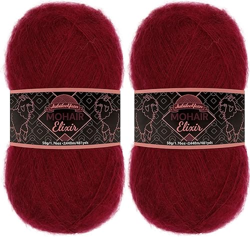 Vista 137 de JubileeYarn Mohair Elixir Yarn - 50 g/madeja Lana mezcla para bebé - Mimosa - 2 madejas 04 Mimosa