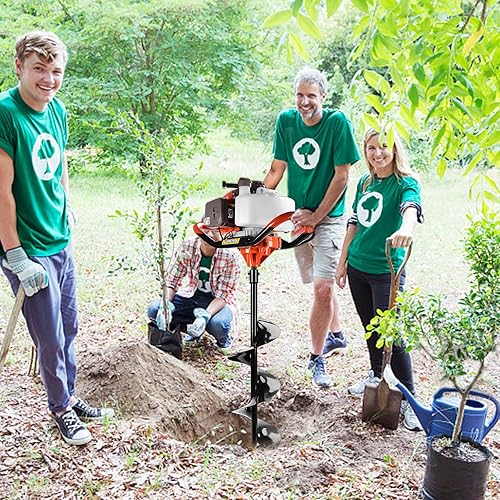Miniatura 4 de Excavadora de agujeros de poste de 72 CC, excavadora de agujeros de poste de gas de 2 tiempos con 3 brocas de taladro de tierra (4, 8, 12 pulgadas)