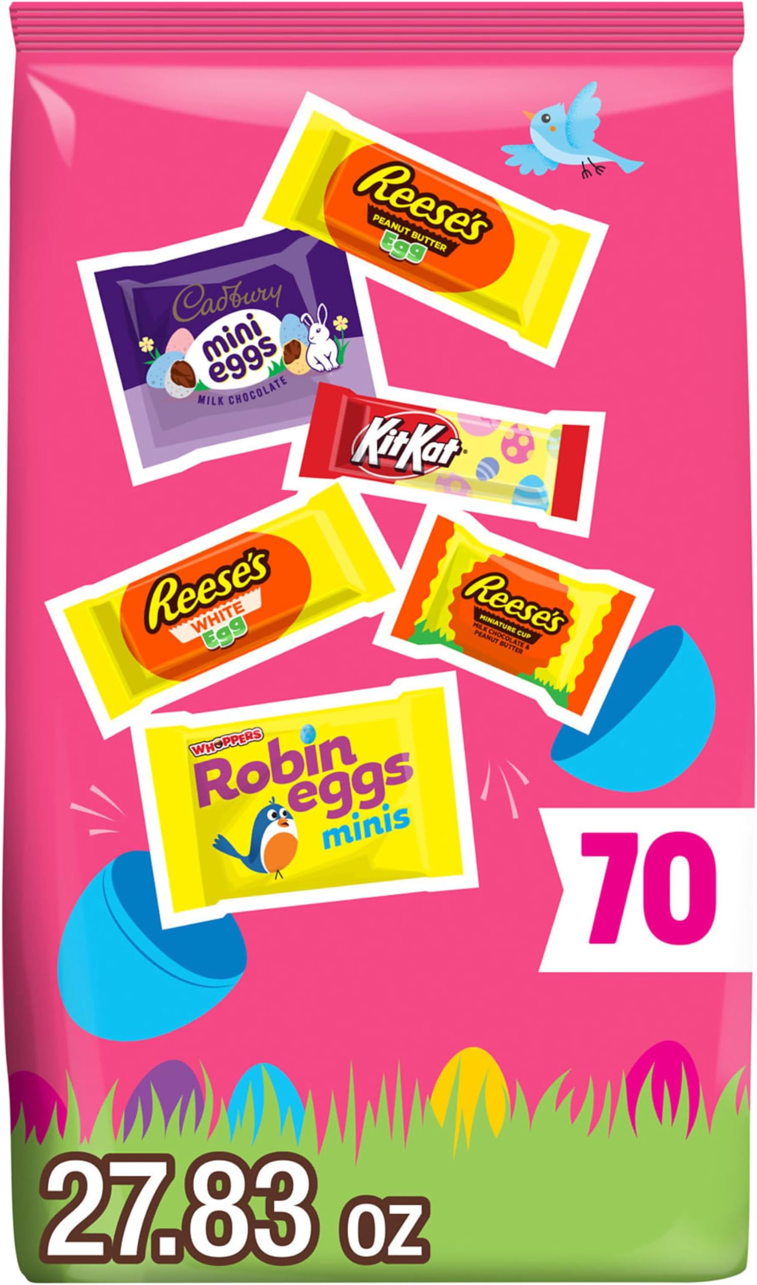 Hershey Assorted Flavored, Easter Candy Bag, 27.83 oz (70 Pieces)