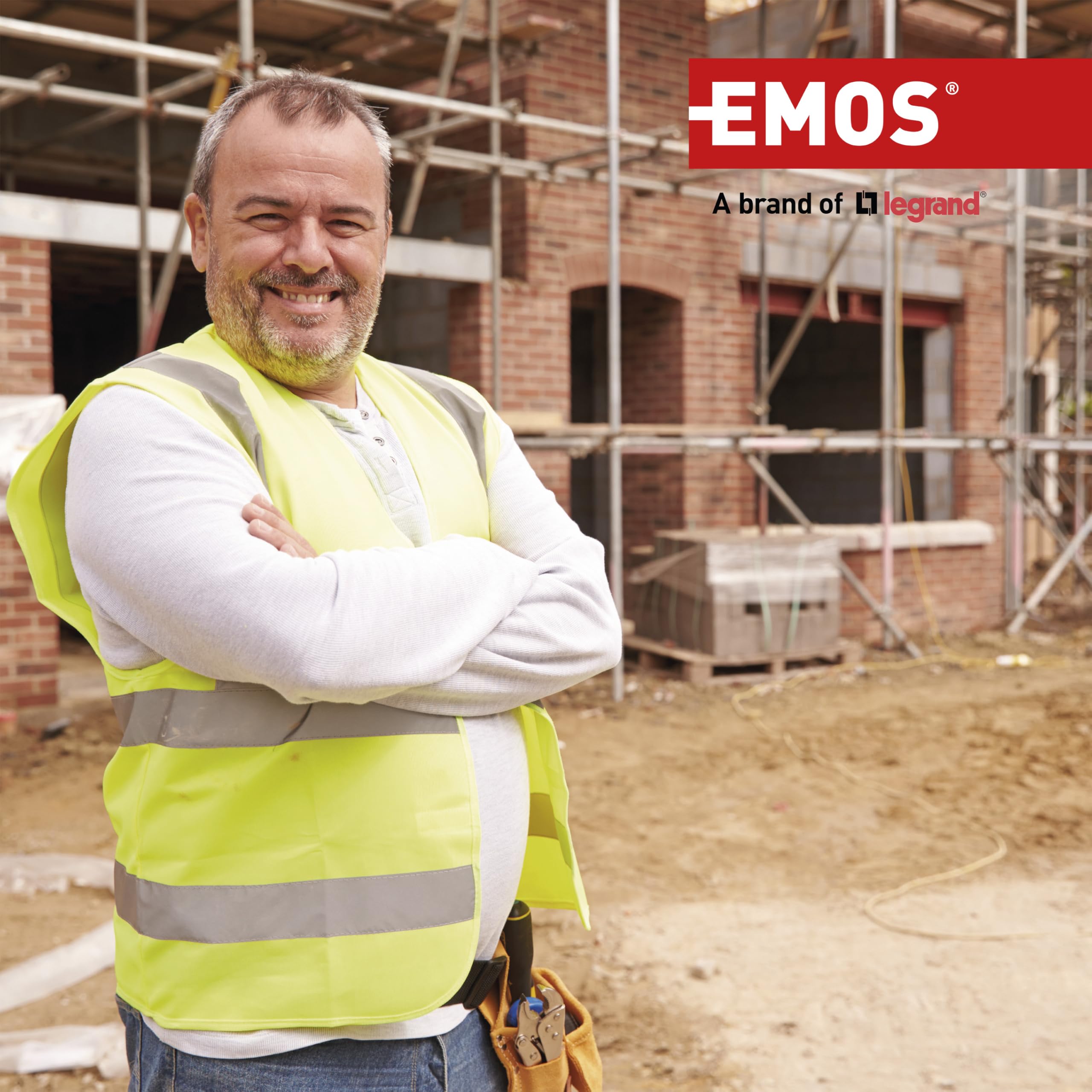 EMOS multiprise 10 m, 4 Prises françaises, Interrupteur, IP44 extérieur | prises 45°, 250 V, 3680 W, avec couvercle