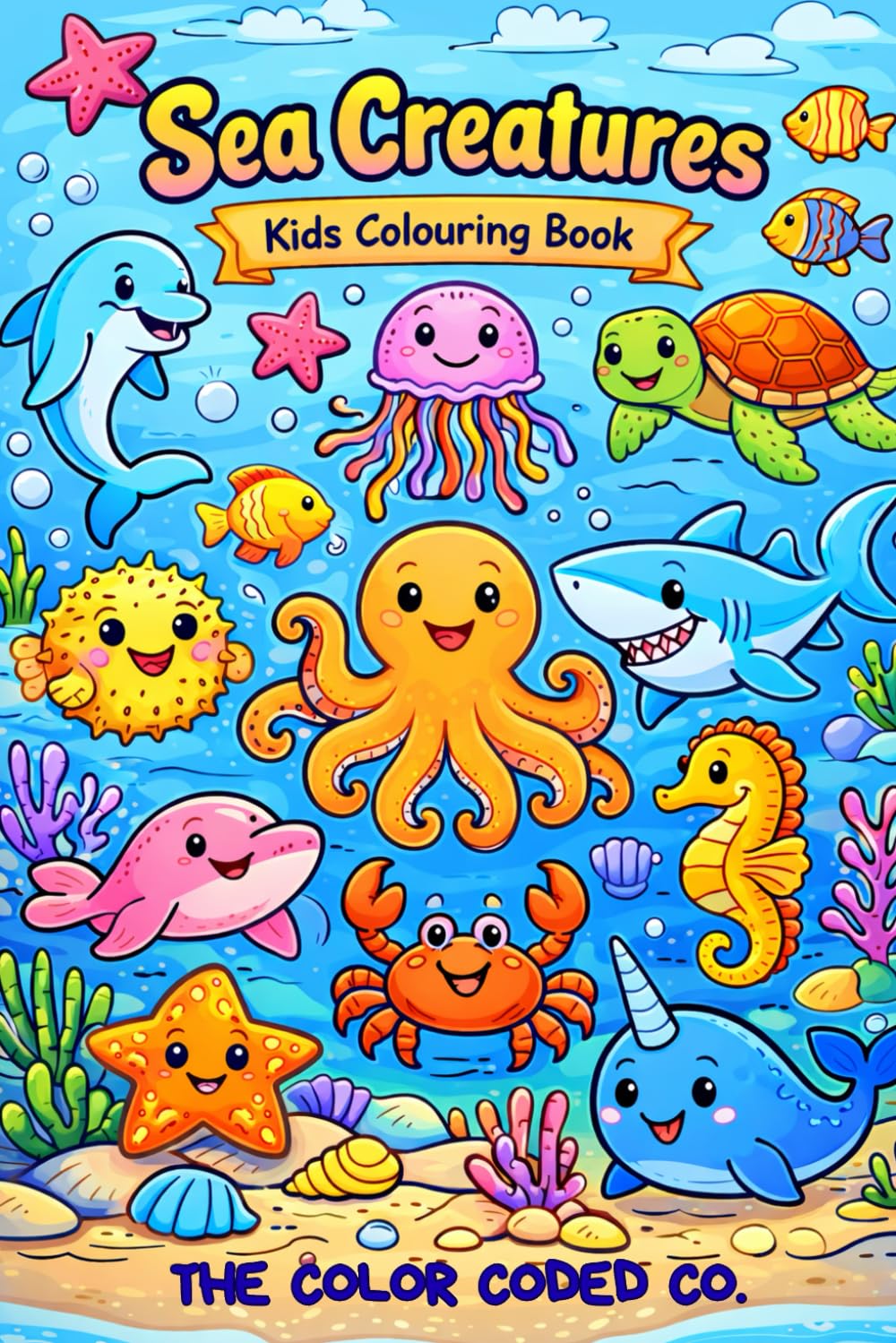 SEA CREATURES: Kids Coloring Book