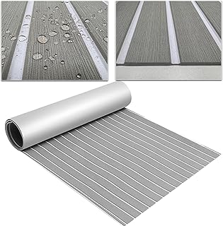 Boat Flooring EVA Foam Decking Sheet Faux Teak Sea Deck Marine Mat Marine Carpet Non-Slip Self-Adhesive Flooring Mat for Yacht Kayak Motorboat RV Swimming Pool 94" x 35"
