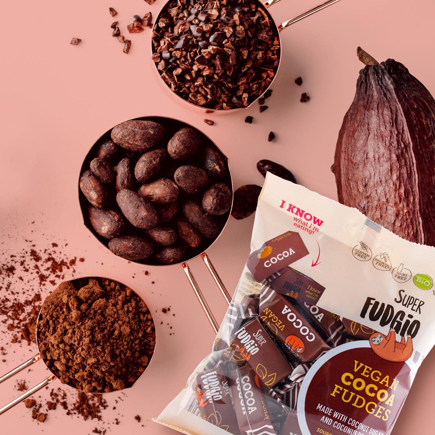 SUPER FUDGiO Bio Bonbons -Kakao – Vegan und Glutenfrei ohne Palmöl - mit 100% Bio Kokosmilch und Kokosnusszucker | 10 X 150g Multipack