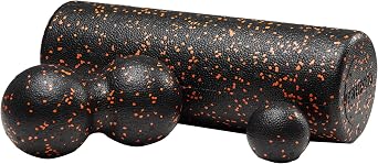 Actifoam Flat Massage Set Sports Fitness set Foam Roller Massage Ball Black + Orange Medium Hard
