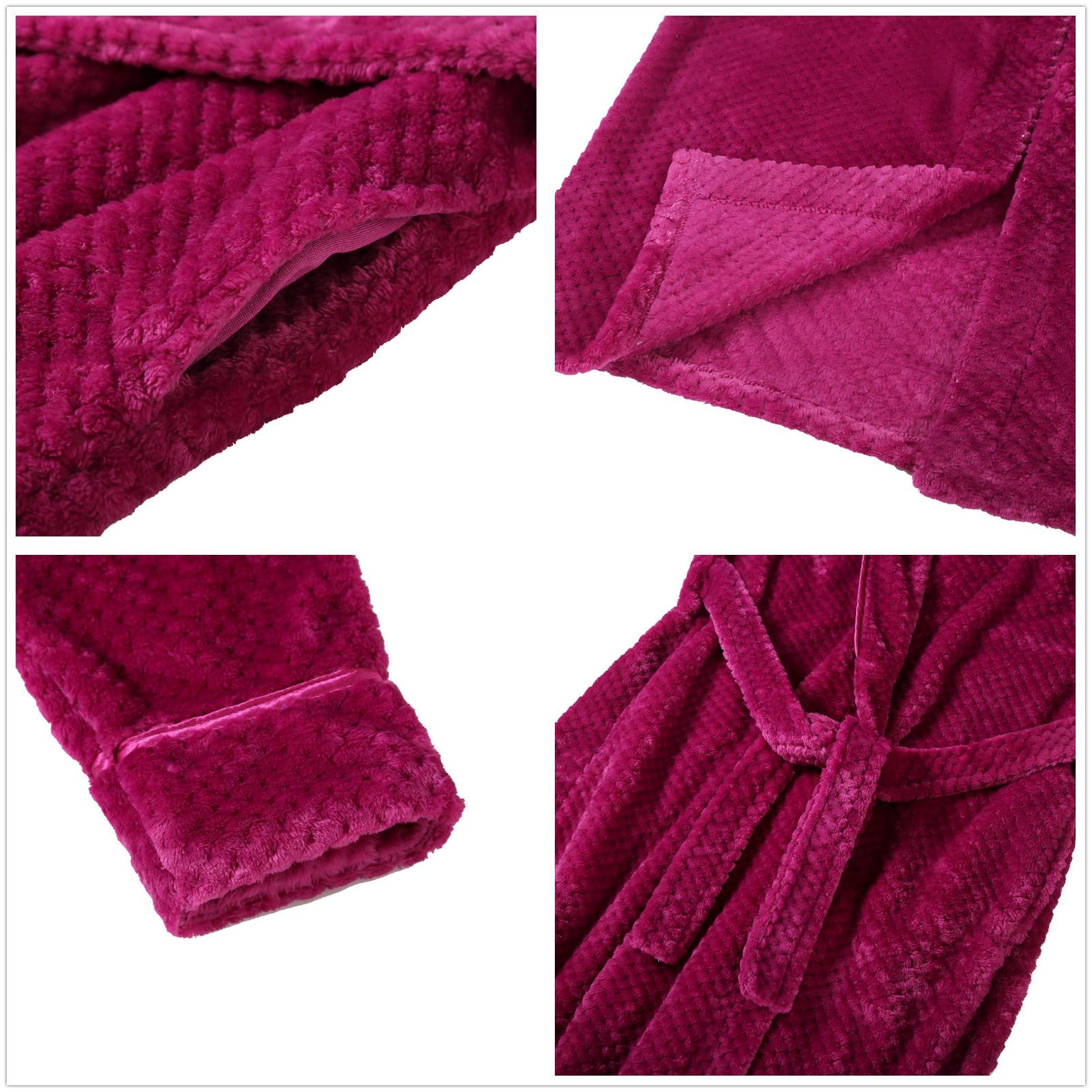 ANUFER Unisexe Femmes Hommes Épaisse Flanelle Robe de Chambre Col Châle Chaude Longue Hiver Peignoir de Bain
