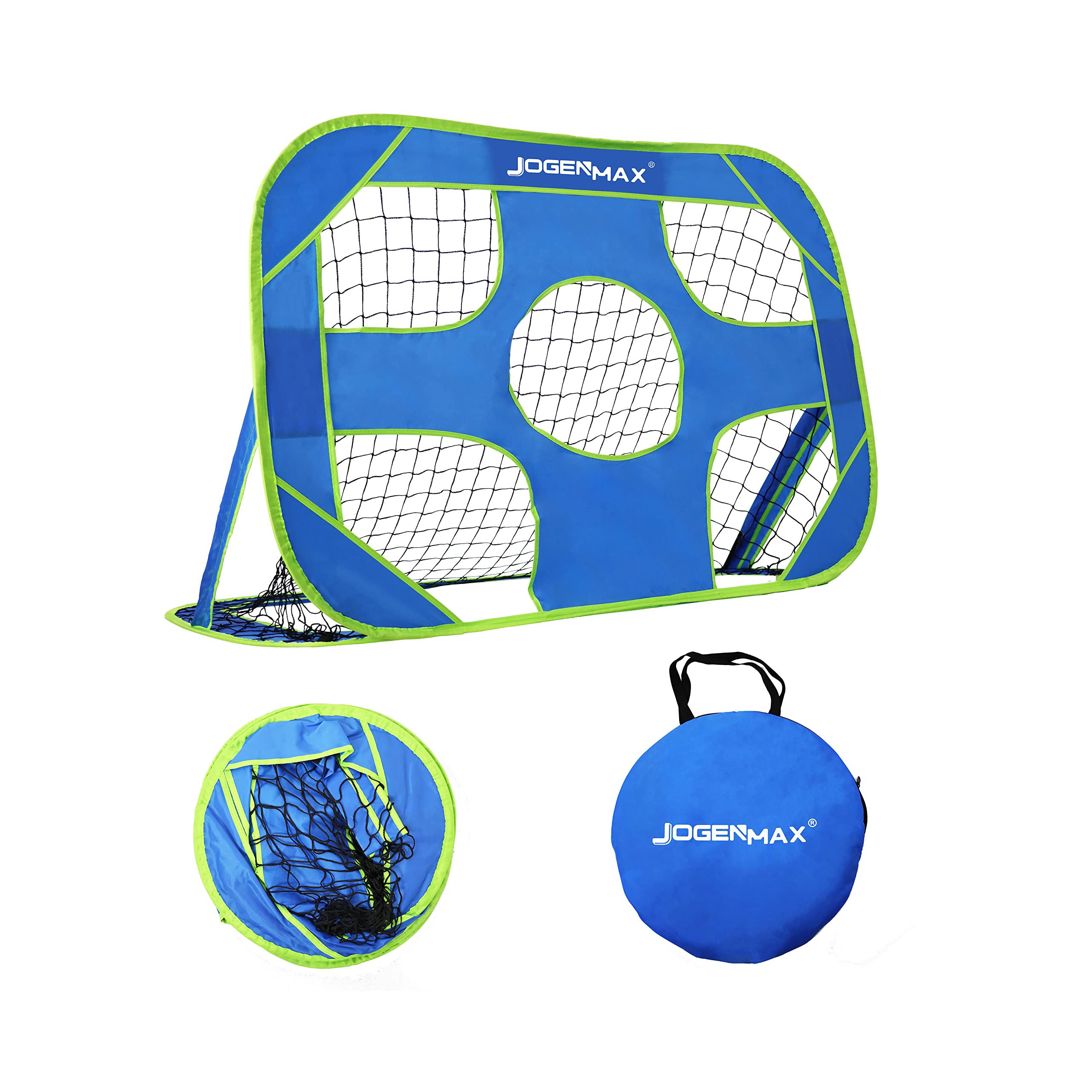 JOGENMAXSoccer Goals for Backyard, 2-in-1 Pop-up Soccer Net, 47"x30" Portable Soccer Training Equipment, Toddler Kids Soccer Goal Set