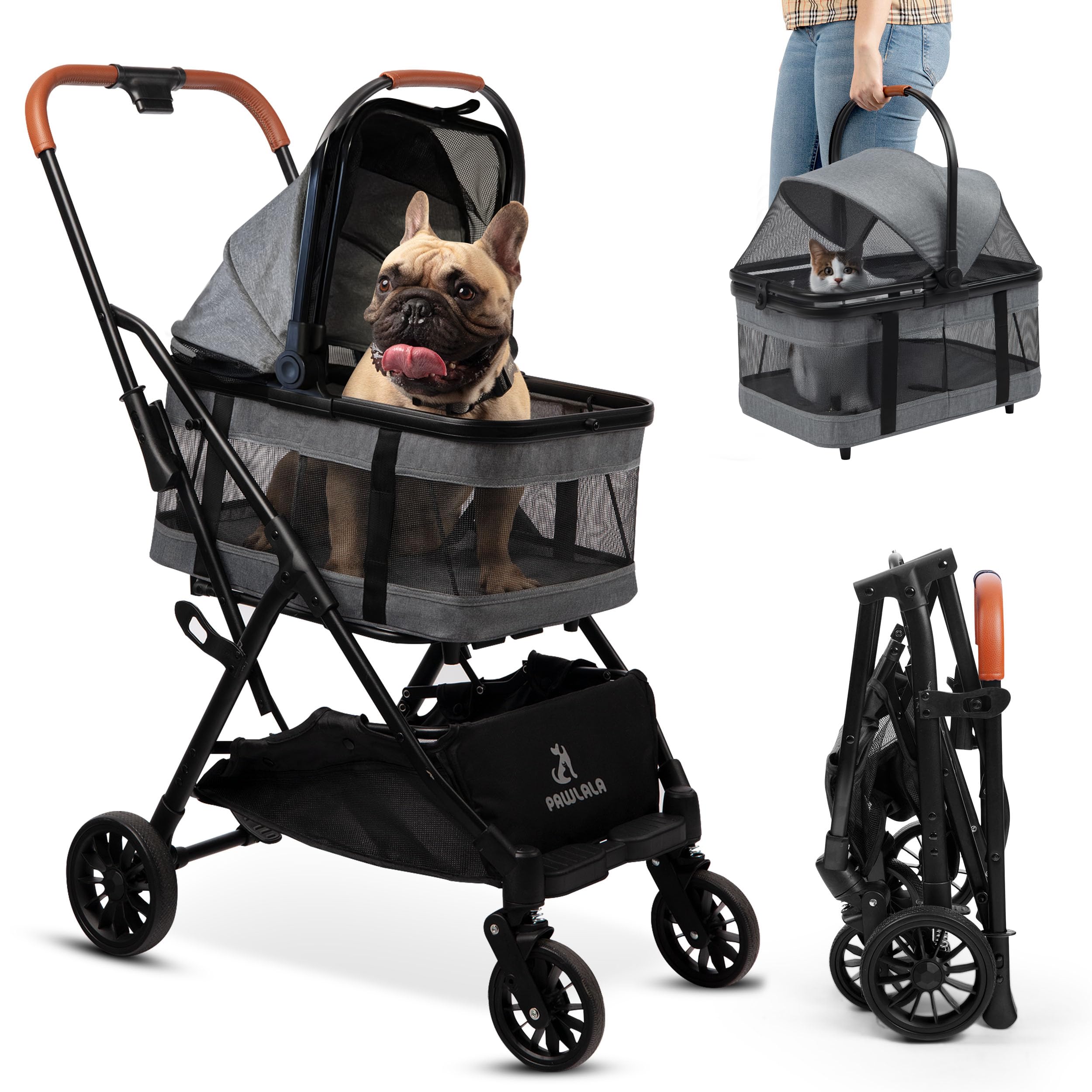 Pet Stroller with Detachable Carrier - Ideal for Small to Medium Dogs & Cats - Compact & Convenient Design - Easy Assembly Pet Stroller for Cats, Dog