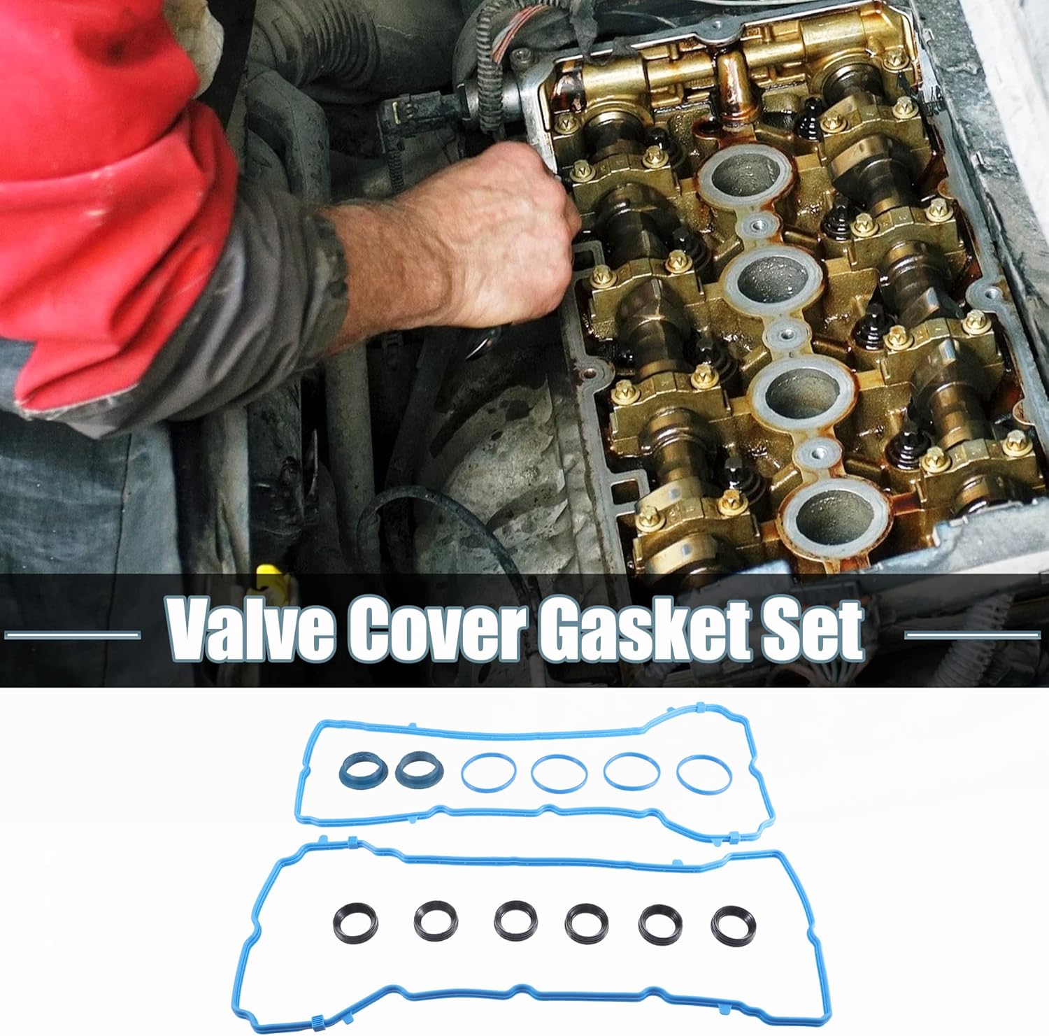 X AUTOHAUX 5184596AE Valve Cover Gasket Set for Chrysler 200 300 for Dodge Grand Caravan for Jeep Wrangler for Ram 1500 2500