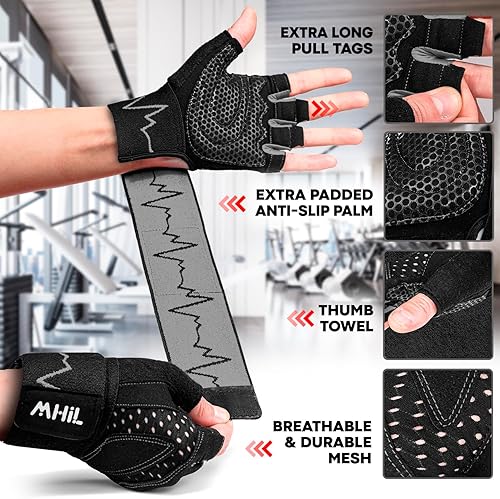 Miniatura 4 de MhIL Guantes de entrenamiento para hombres y mujeres guantes de levantamiento de pesas guantes de gimnasio para hombres guantes de ejercicio guantes