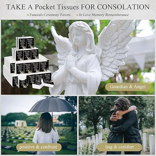 Miniatura 6 de Paquete de 100 pañuelos faciales conmemorativos con los que amamos, no se van lejos, pañuelos inspiradores de bolsillo de poemas, paquetes de