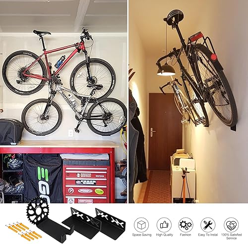 Miniatura 6 de MZYRH Soporte de pared para bicicleta, soporte de pared para pedal de bicicleta, soporte de bicicleta de almacenamiento interior para garaje u