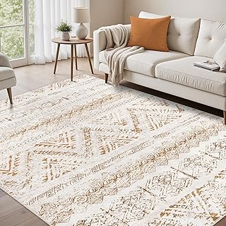 Area Rug Living Room Carpet: 5x7 Large Moroccan Soft Fluffy Geometric Wa...