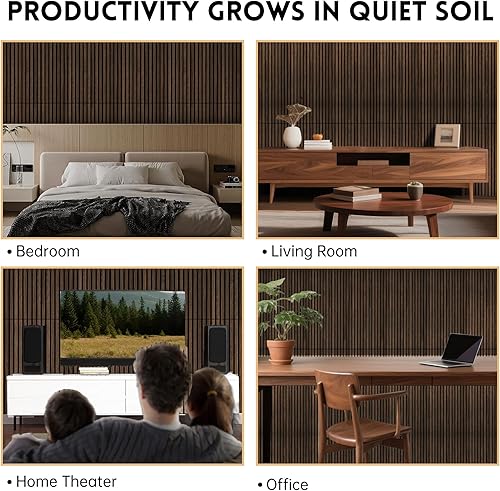 Vista 92 de RITOLLO Paquete de 4 paneles de madera para pared, paneles acústicos de listones de madera de 47.2 x 23.6 pulgadas para pared, paneles Roble natural