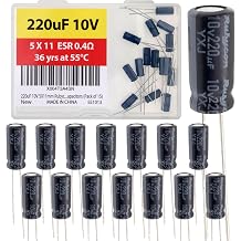 220uF 10V 5X11mm Rubicon Electrolytic Capacitors Low ESR 0.4  Long Life 55  Radial Lead Aluminum Capacitors Pack of 15