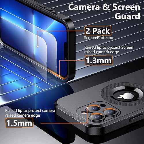 Miniatura 4 de Temdan Funda para iPhone 13 Pro, compatible con MagSafe, protección contra caídas de grado militar de 10 pies, antideslizante, 2 protectores de