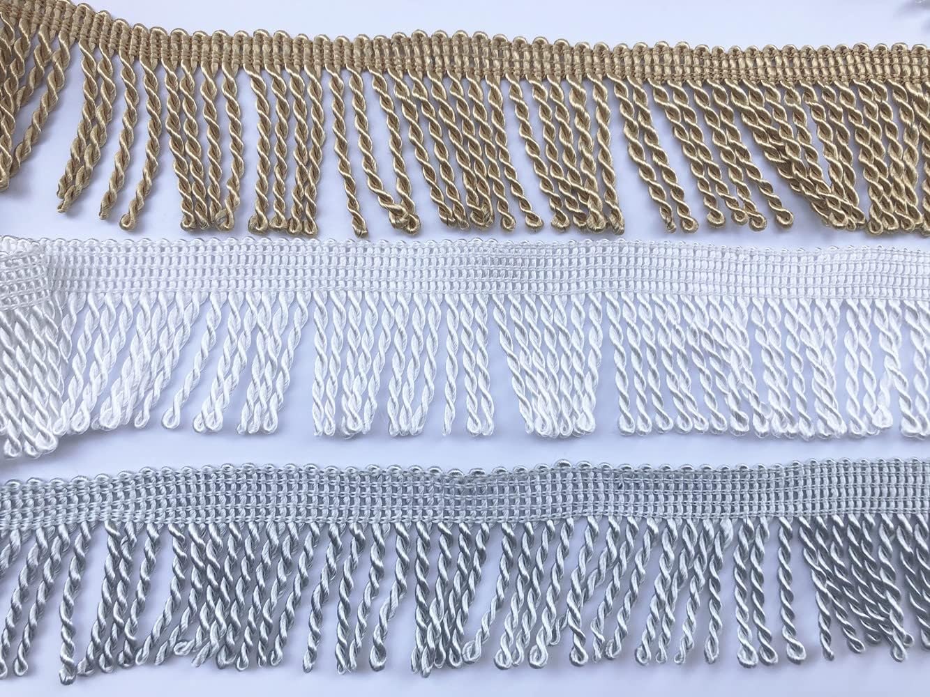10 Yards Fringe Trim, 2.5 Inch Wide Curtain Fringe, Sewing Fringe Trim for Curtain Sofa Clothes Crafts(White)