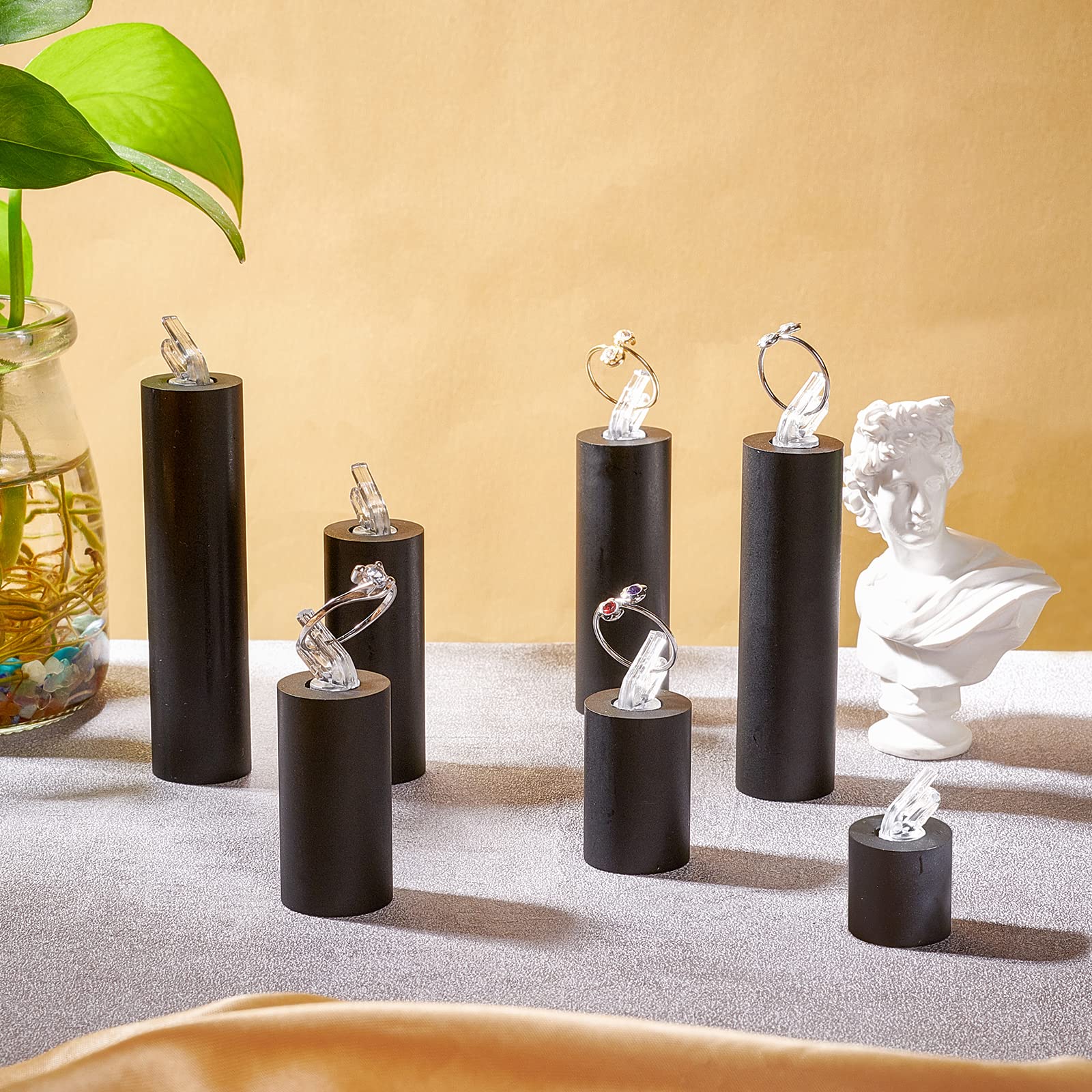 Stand per gioielli Portagioielli ad anello tondo in legno massello 3 pezzi Espositore for anelli Vetrina Organizzatore di gioielli Supporto for anelli Portatore di anelli da banco for fiere Espositore