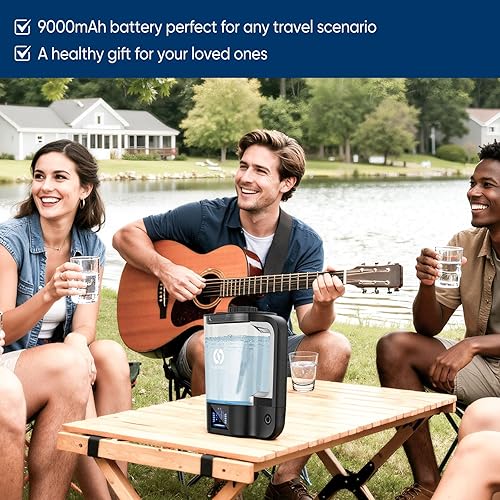 Miniatura 7 de Jarra de agua de hidrógeno de 72 onzas, tecnología dual de iridio y platino, hasta 3000 PPM, tecnología SPEPEM, botella de agua HydroHealth para la