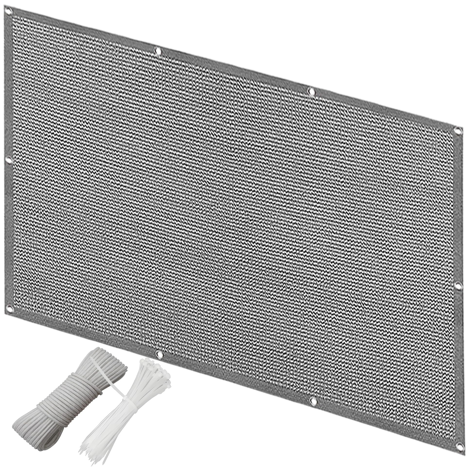 QINLIQIN Garden Sail Canopy 2 x 2.5 m Garden Screening Balcony Cladding Breathable UV Protection 1 Cm Aperture Includes Cable Ties for Outdoor Pool, Porch, Railing, Light Grey