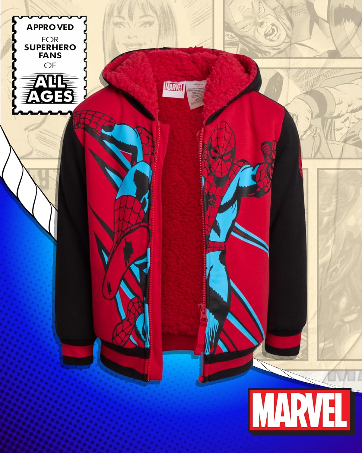 Marvel Spiderman Boys Sweatshirt - Soft Fleece Full Plush Sherpa Lined Boys Zip Up Hoodie Sweatshirt for Toddler & Little Kid - Image 4