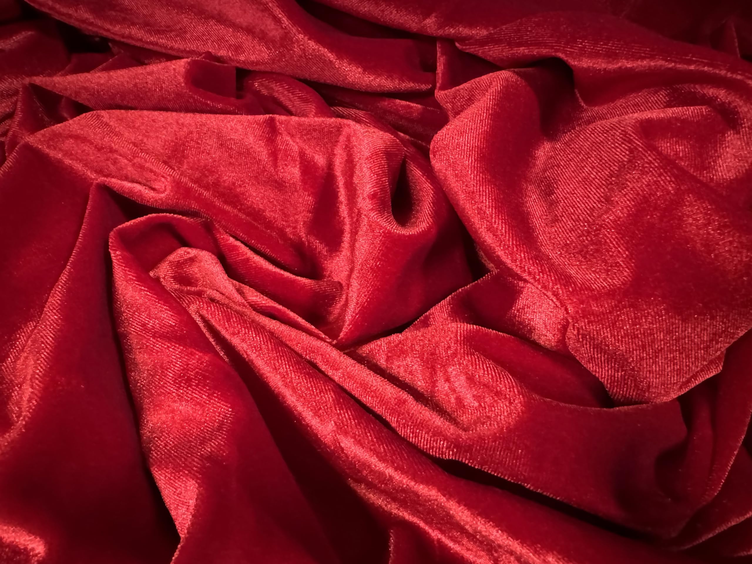 Spandex Velvet Stretch Dress Fabric, per metre - Plain - red