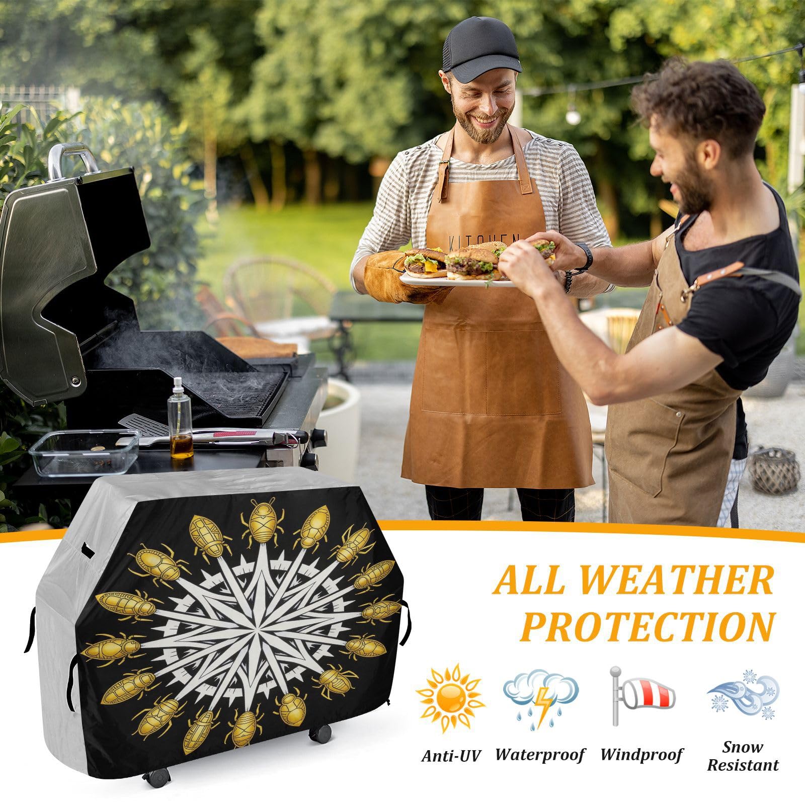 Fundas para ahumadores de 65 pulgadas, resistentes y anti-UV para exteriores, cubiertas de insectos estrellados