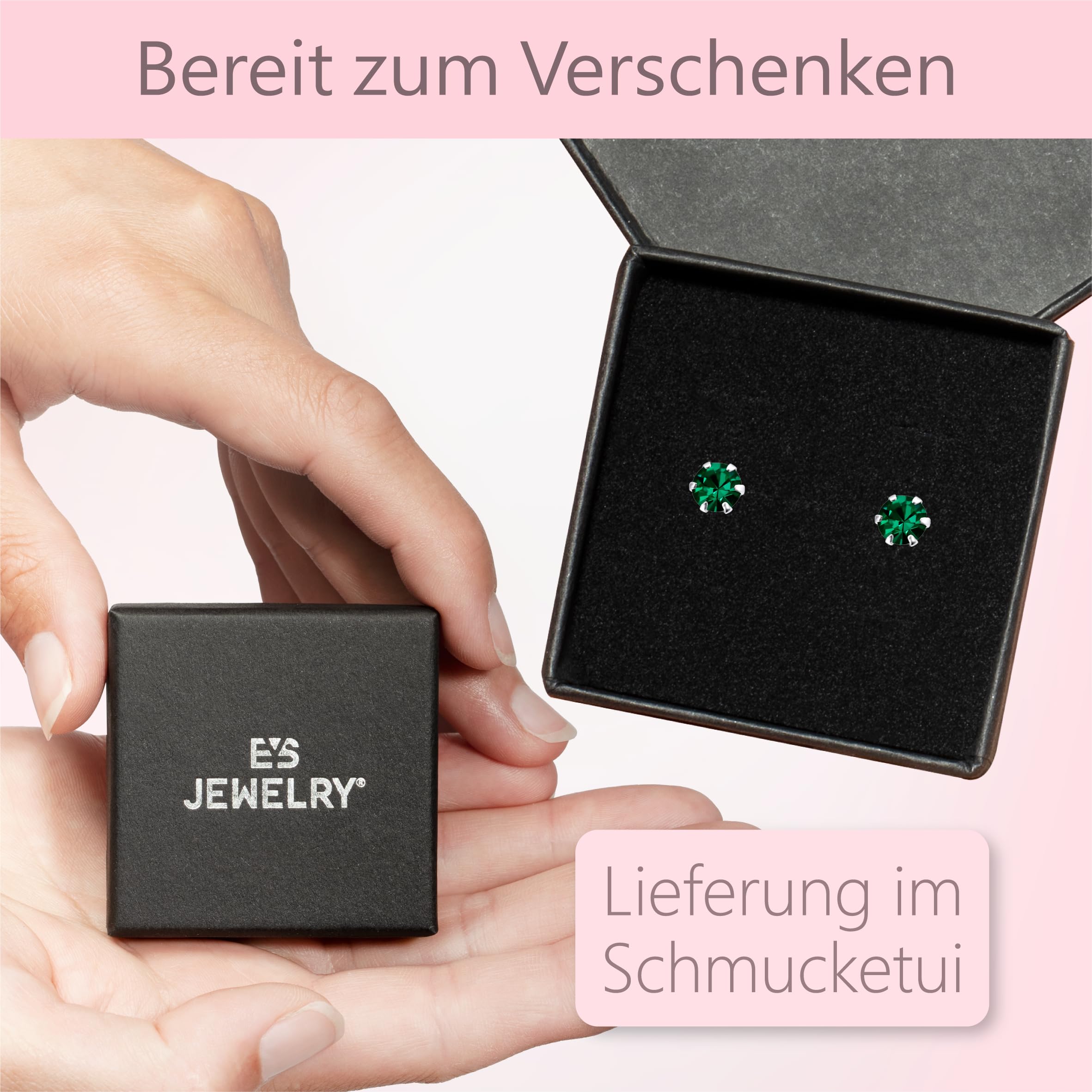 Ohrringe Silber 925 für Damen - 5 mm Zirkonia - runde Kristall Ohrstecker