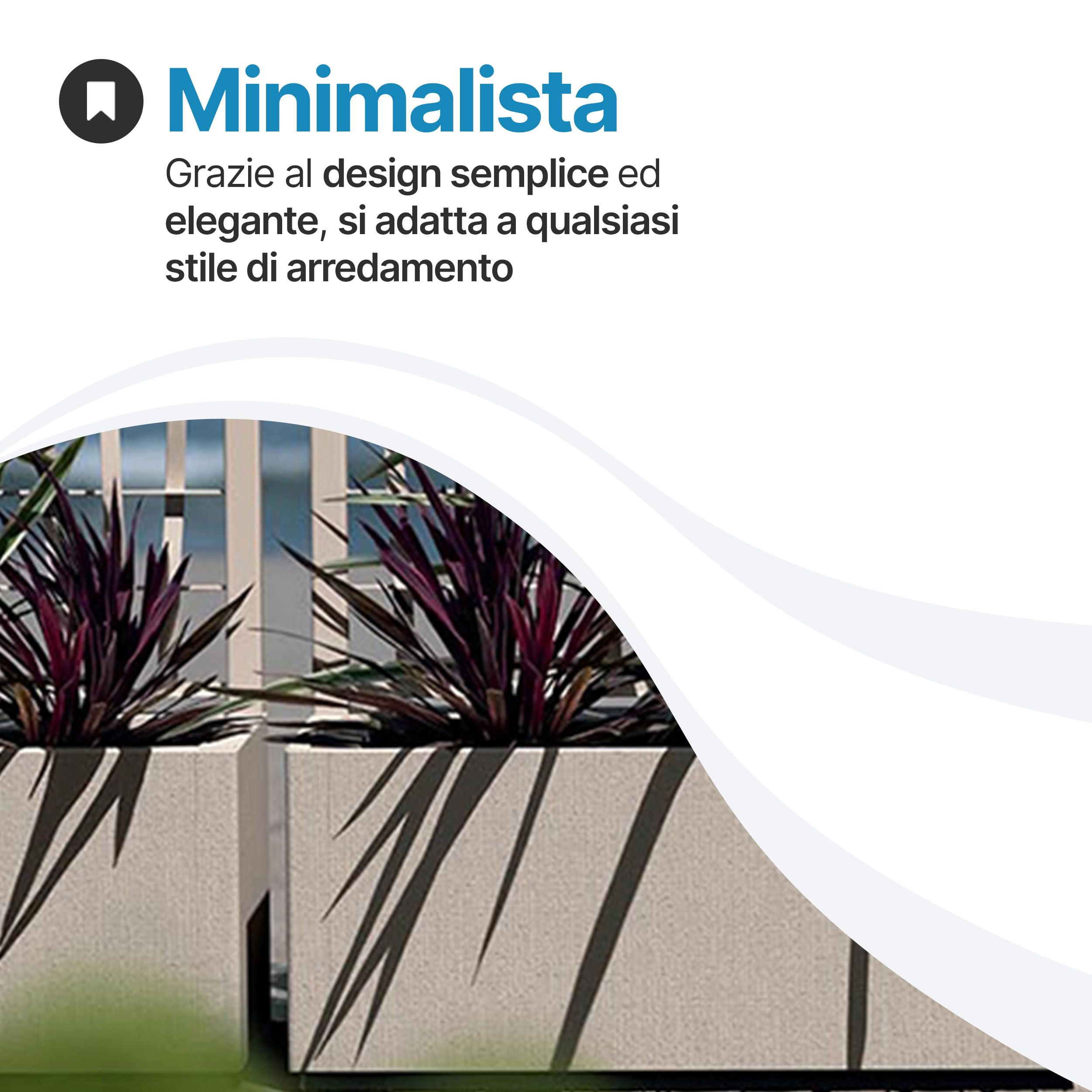 Tomaino - Vaso Rettangolare in Plastica per Esterno 80x36x35 cm - Fioriera Plastica per Piante Terrazzo e Giardino - Vaso Rettangolare da Esterno Bianco