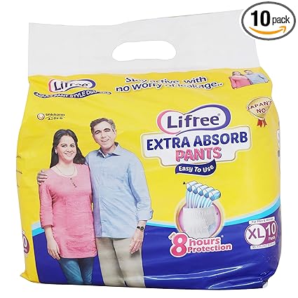 Lifree Extra Absorbent Diaper Pants - 10 Pants (Extra Large) Unisex Adult